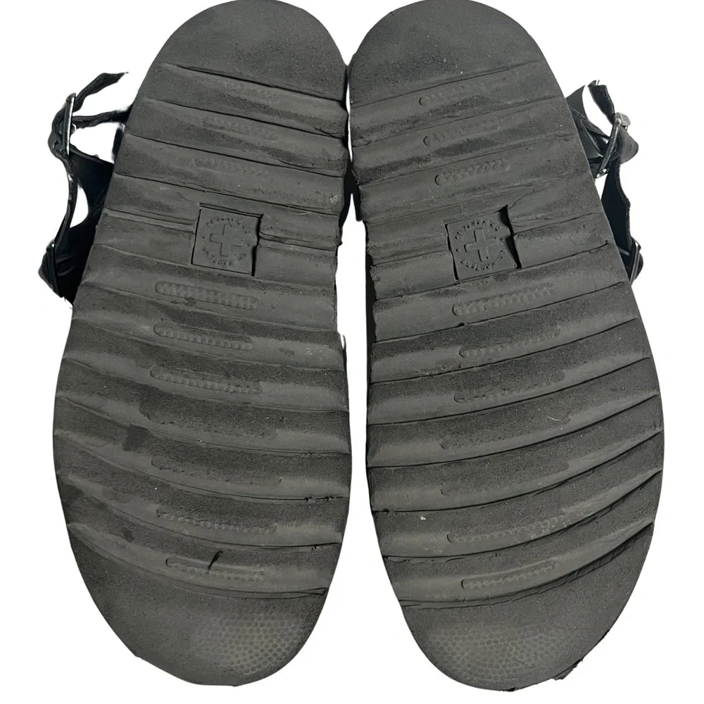 Dr. Martens Voss Black Hydro Leather Platform Sandals Shoes Open Toe Size 7 - Picture 8 of 12